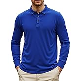 X-thud Mens Long Sleeve Polo Shirts Casual Button Collared T-Shirt Pullover Tee Golf Shirt