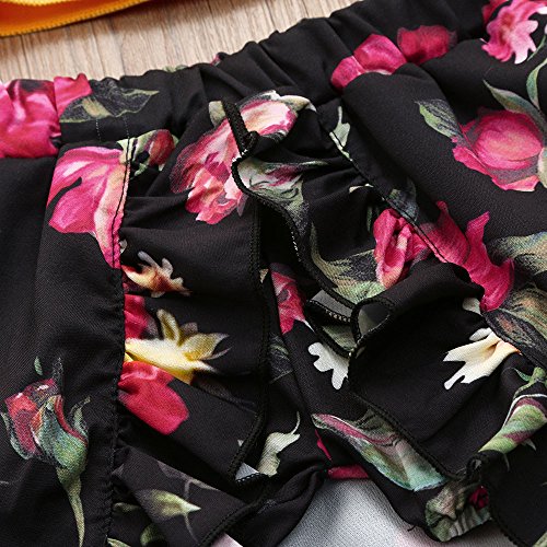 Baby Girls Off-Shoulder Strap Top+Floral Bloomer Shorts/Dress Sisters Twins Clothes Set
