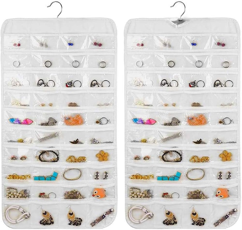 Laoyuashi Hängend Schmuckaufbewahrung Tasche 80 Fächer Doppelseiten