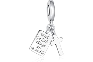 LINORUI 925 Sterling Silver Charms Fit Pandora Charms Bracelet God Has You In His Arms I Have You In My Heart Fit Wife Daughter Mother's Day Christmas Birthday Gift