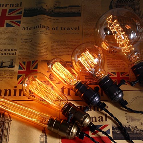 Antique Vintage bulbs,Elfeland Edison Filament Light Bulbs Dimmable 40W Classic Squirrel Cage Filament Incandescent Light Bulb 180LM E26/E27 Medium Base(2 Pack) - Thumbnail 7