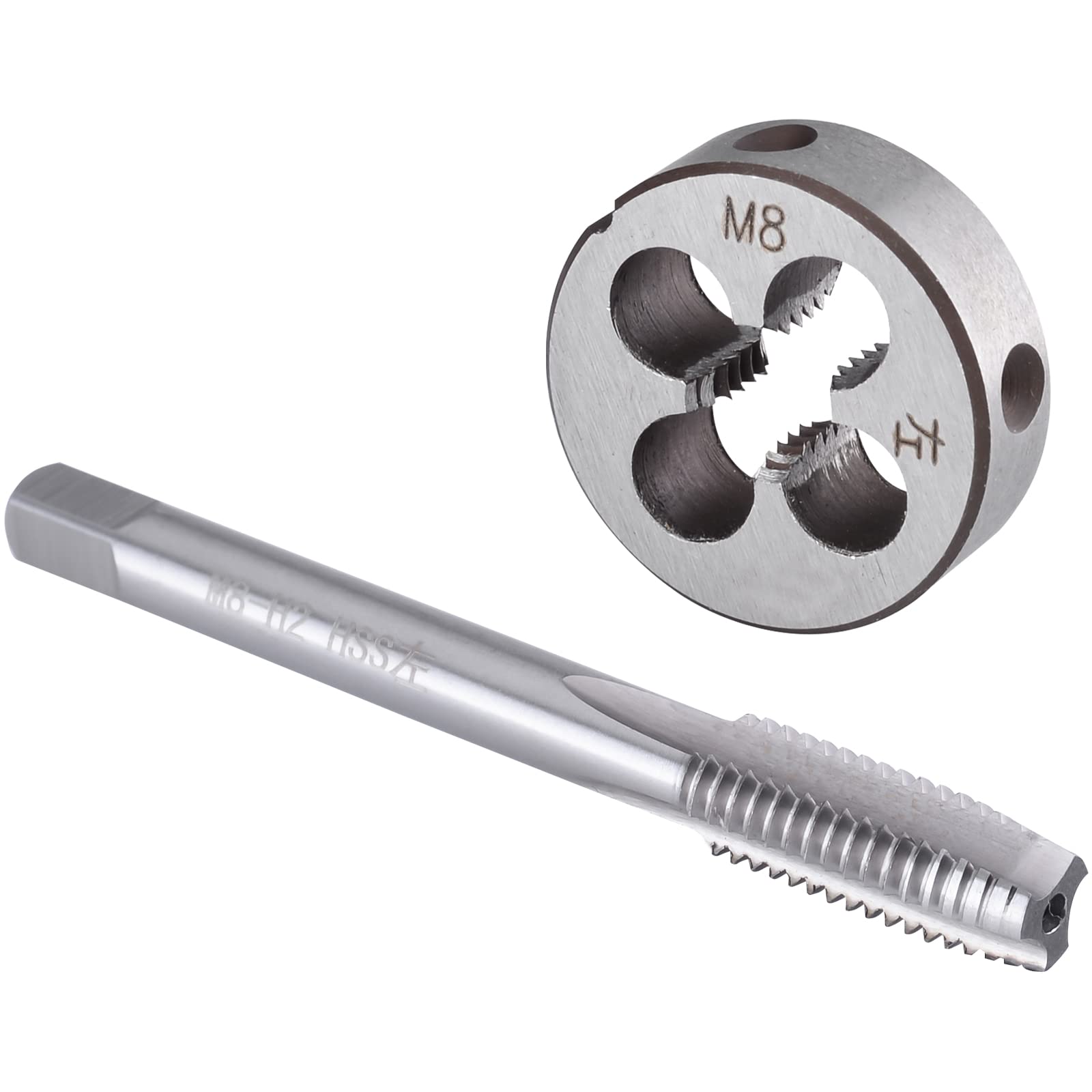 Burkit M8 X 1.25 Tap and Die Set Left Hand, M8 x