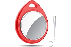 QCOQ Air Tracker Tag-1 Pack Red, 5.3 Bluetooth Trackers Work with Apple Find My (iOS Only), 100dB Sound, Smart Tag with Keych