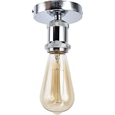 Vintage E26/E27 Screw Light Bulb Socket Holder,100-240V Universal | Ceiling &amp; Wall Mountable | Classic Finish | Easy Bulb Replacement | for Hallway, Kitchen, Garage, Bar &amp; Restaurant(Sliver)