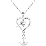Sterling Silver 'Faith, Love, Hope' Pendant Necklace - Anchor, Heart & Cross Design