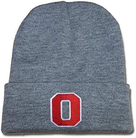 YUGY The 26 English Letters Letter O Logo Beanie Fashion Unisex Embroidery Beanies Skullies Knitted Hats Skull Caps Grey