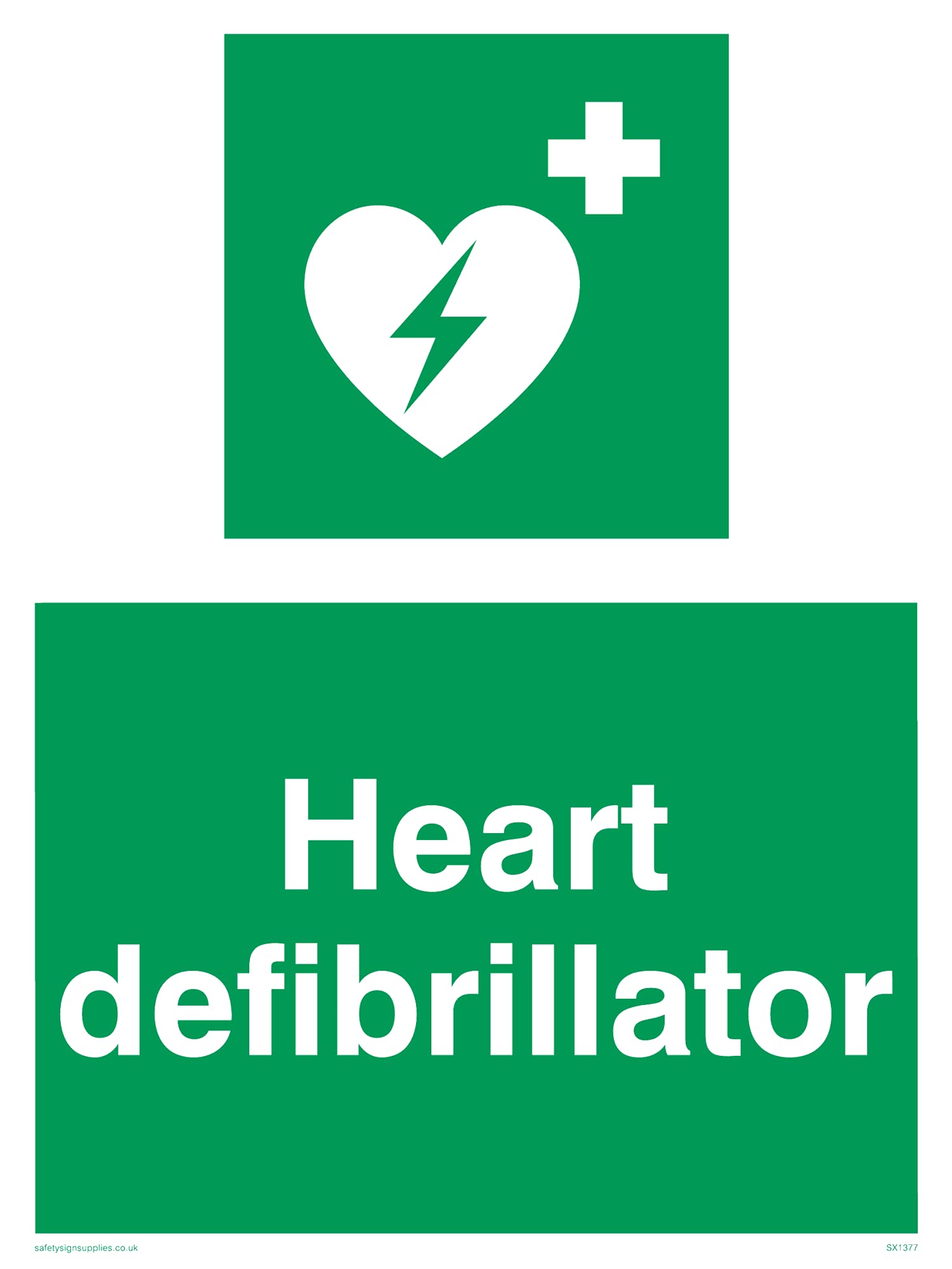 Pack of five - Heart Defibrillator Sign - 150x200mm - A5P