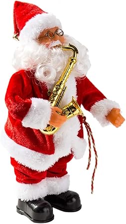 Amazon Interlink クリスマス サンタ 人形 サンタクロース 玩具 クリスマス 飾り サンタ 電動おもちゃ 移動音楽 光るながら歌を 歌うおもちゃ ホームルーム飾り かわいい クリスマス雰囲気満載 サンタクロース 雑貨 置物 12x32cm サックス クリスマス雑貨 おもちゃ