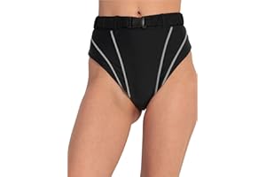 ELLA LUST Womens Reflective Rave Booty Shorts - High Waist Thong Bottom Buckle Waistband EDC Pole Dance Pants Festival Outfit