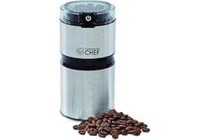 COMMERCIAL CHEF Electric Coffee Grinder Spice Grinder - Stainless Steel Blades Grinder for Coffee Bean Seed Nut Spice Herb Pepper, Brushed Stainless Steel Texture and Transparent Lid