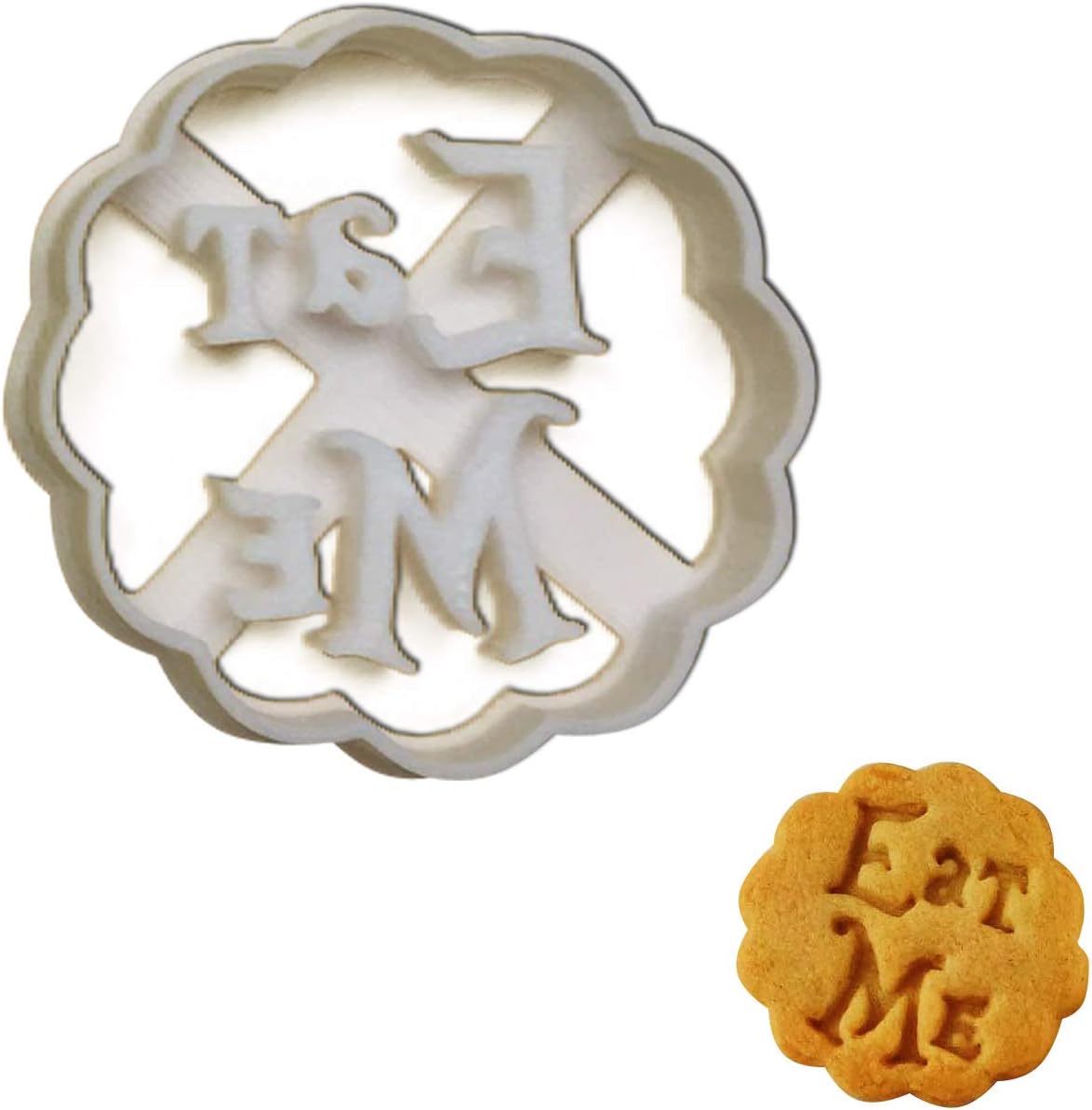 Amazon Com Eat Me Cookie Cutter 1 Pc Inspired By Alice S Adventures In Wonderland Novel By Lewis Carroll Great For Mad Tea Party Event Favors Gifts And Cake Decorations Kitchen Dining