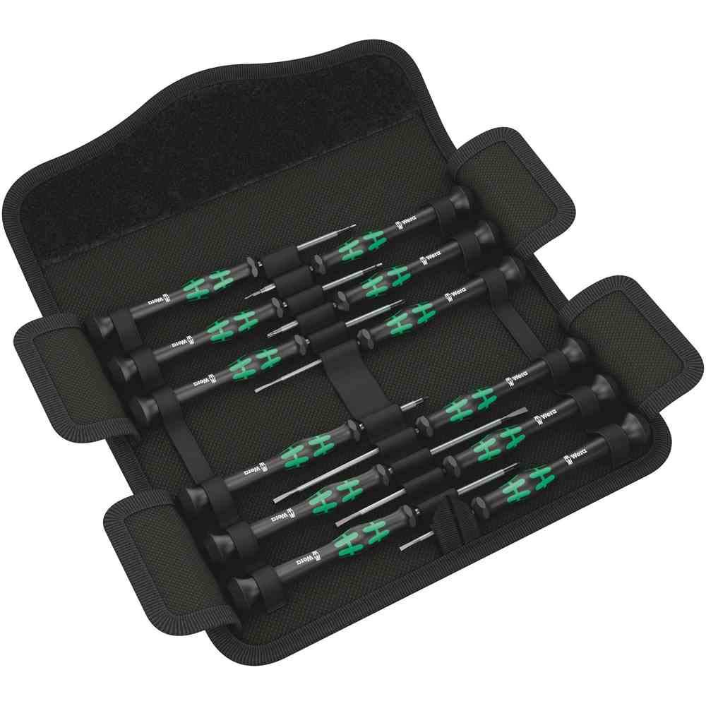 Wera 73675 Kraftform Micro Precision Screwdriver Set, Black/Green, 12 Pieces
