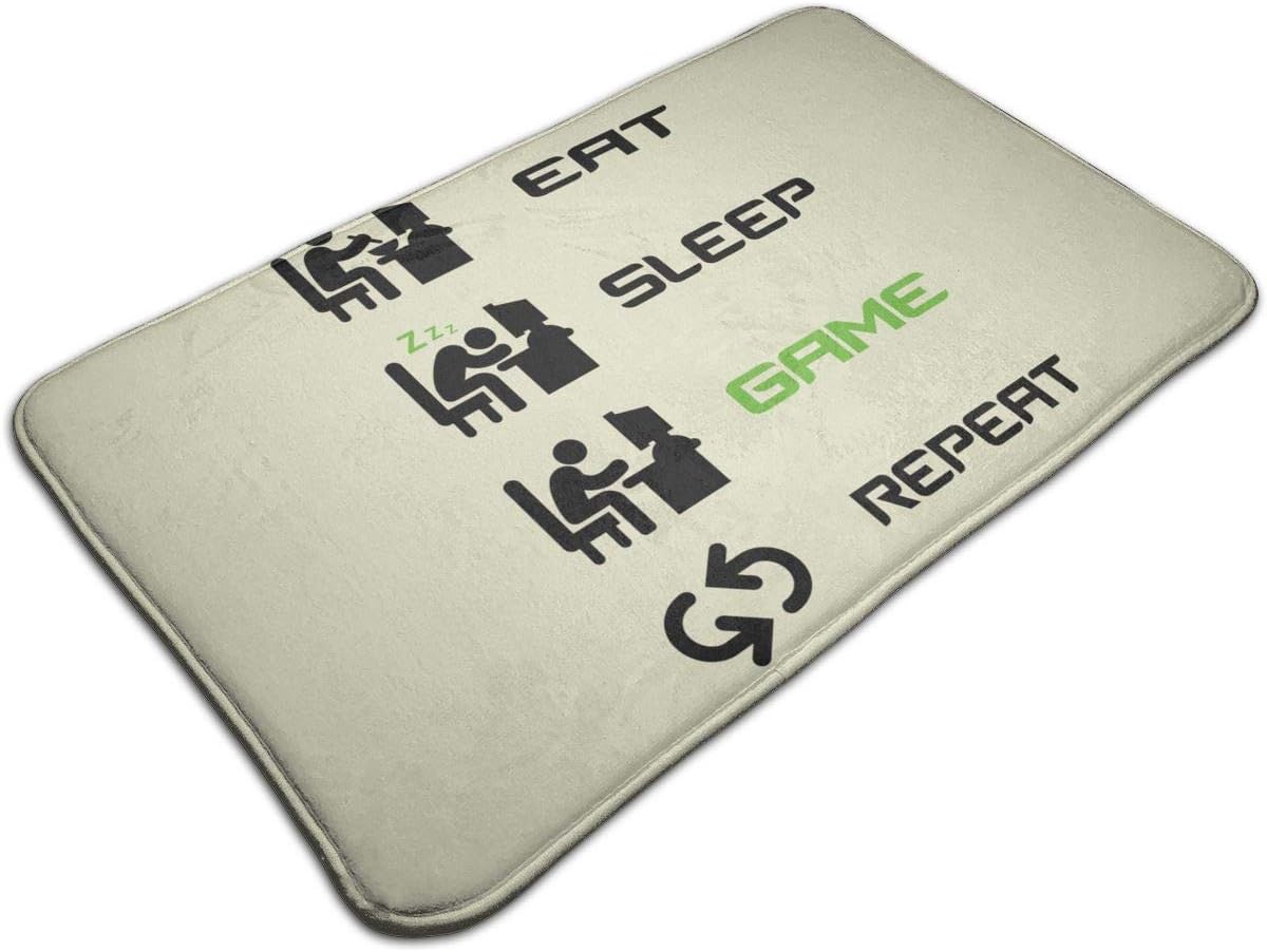 Welcome Doormat - Non-Slip Entrance Floor Rug - Easy Clean Rug Mats for Entry - Machine Washable Indoor Carpet Doormats with Eating Sleep Sign, 19.5''Wx31.5''L