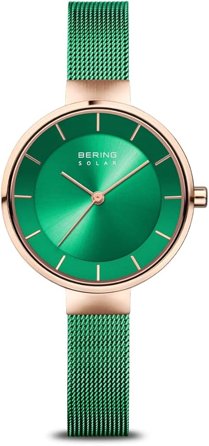 BERING Reloj Analógico para Mujer de Energía Solar con Correa en Acero Inoxidable