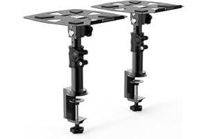 Desk Speaker Stands Pair, Starfavor Clamp-On Adjustable Speaker Stand for Studio Monitors,Bookshelf Speakers, Surround Sound Speaker - SS-01