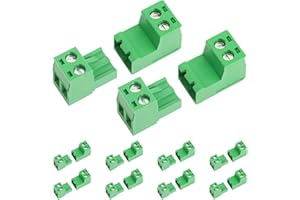 ATMLCOER 10Pairs 2 Pin 5.08mm Pitch Screw Terminal Block Connector Pluggable with Phoenix Plug for 28-12AWG Cable (10pairs, 5.08mm - 2P)