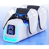 PS5 Controller Charger,PlayStation Charging Dock for PlayStation 5 Dualsense Edge with 6 LED & RGB Mode,Overcharge Protection Controller Charging Station for PlayStation 3 Games