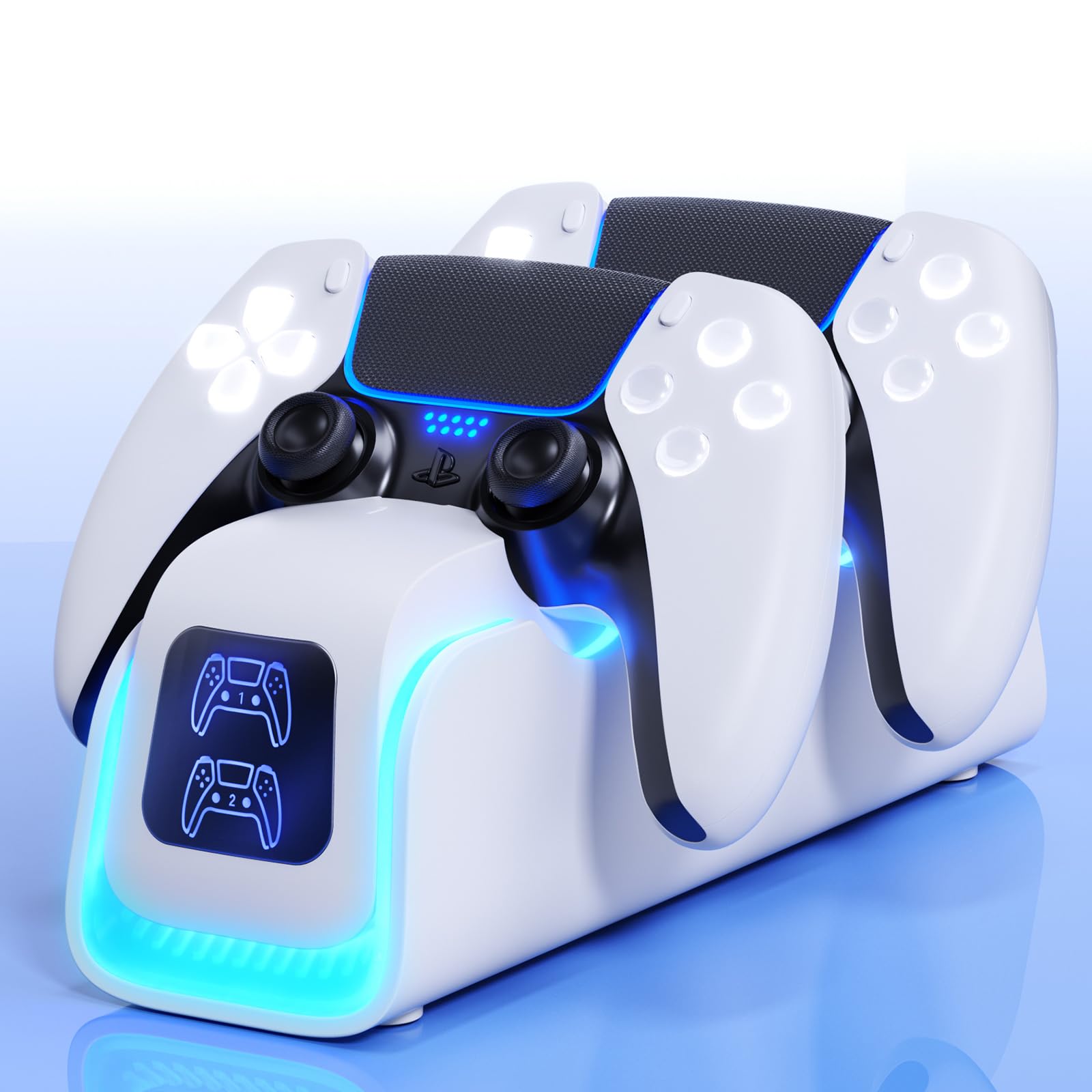 PS5 Controller Charger,PlayStation Charging Dock for PlayStation 5 Dualsense Edge with 6 LED & RGB Mode,Overcharge Protection Controller Charging Station for PlayStation 3 Games