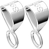 Deozu 2 Pcs 925 Sterling Silver Pendant Clasp for Necklace, Necklace Pendant Clasp, Jewelry Making Supplies, Bails for Jewelry Making, Bracelet (Silver)