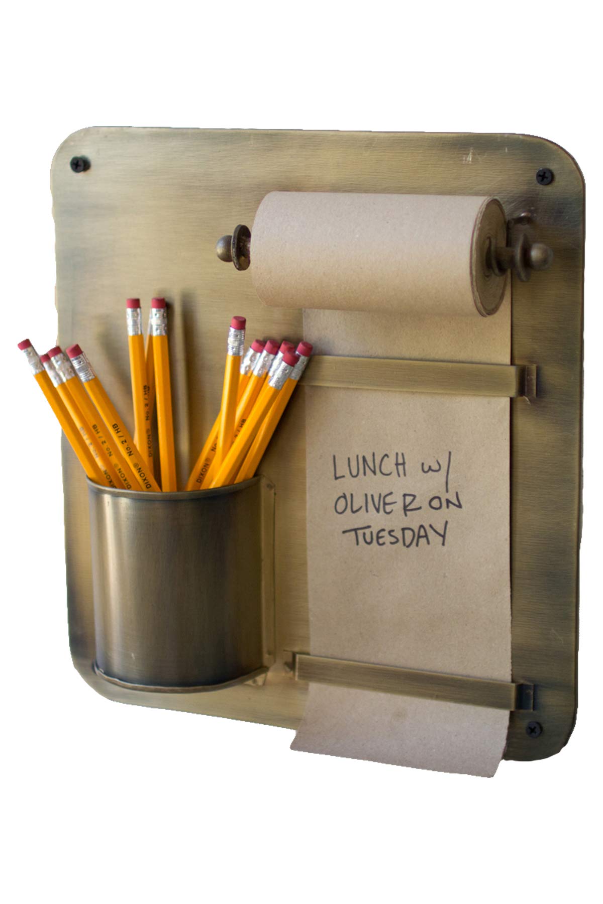 Photo 1 of Kalalou NDE1280 Transitional Note Roll with Wall Rack with Pencil Holder in Bronze/Dark Finish, 3.00 inches
