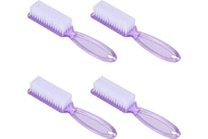 Yebeauty Nail Brush Fingernail Cleaner, 4 Pack Hand Scrub Cleaning Brush Plastic Hand Finger Toes Scrubbing Brush, Pedicure Nail Scrubber,Clear Purple