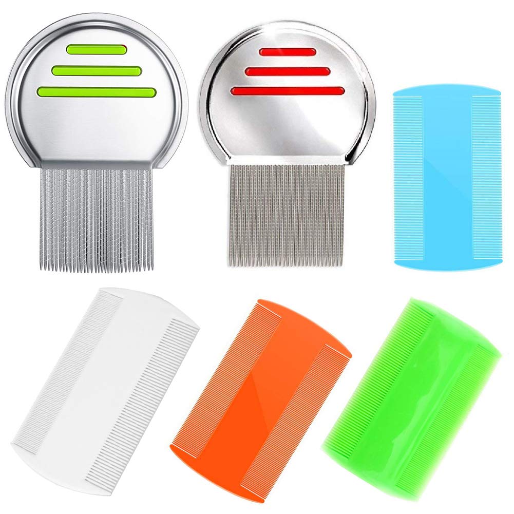 6 PCS Lice Combs, Hair Nit Comb Double Sided Comb Metal Teeth Comb