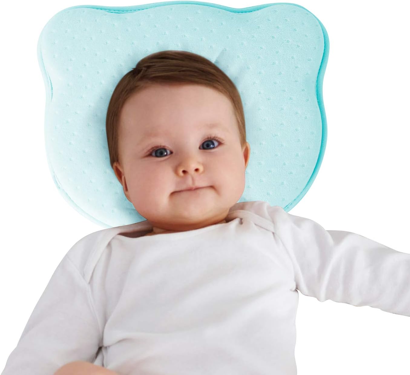 Baby Pillow Orthopedic Soft Infant Shaping Pillow Memory Foam Sleeping Cushion Flat Head Syndrome Prevention Headrest Against Plagiocephaly (Blue)