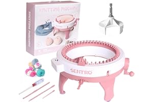 qooarker SENTRO Knitting Machine, 48 Needles Smart Weaving Loom Round Spinning Crochet Knitting Machines with Row Counter and Crank Handle Power Adapter with Hex Steel Bit for Automated Weaving