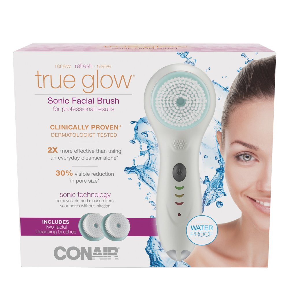 True Glow by Conair Sonic Facial Brush, White: Beauty