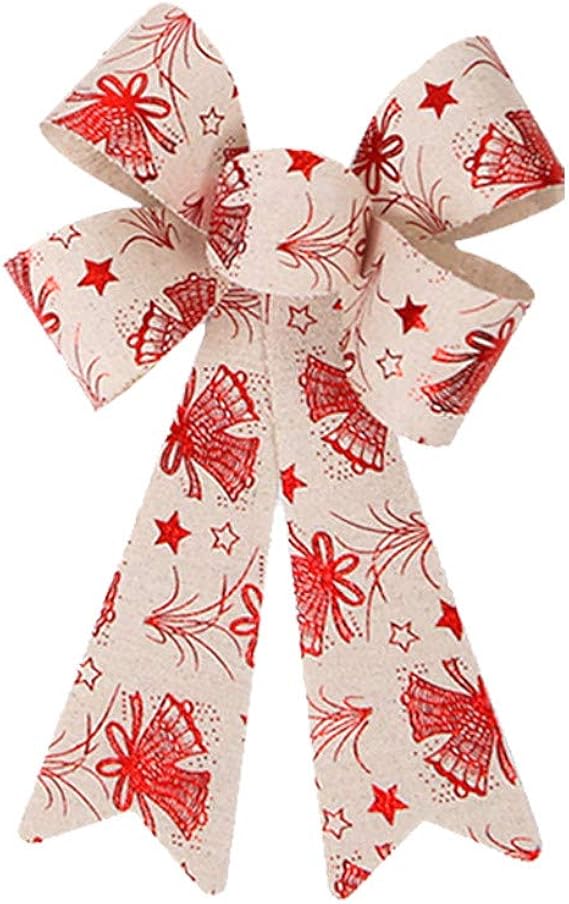 New 25cm Christmas Bow Large Snowflake Striped Printed