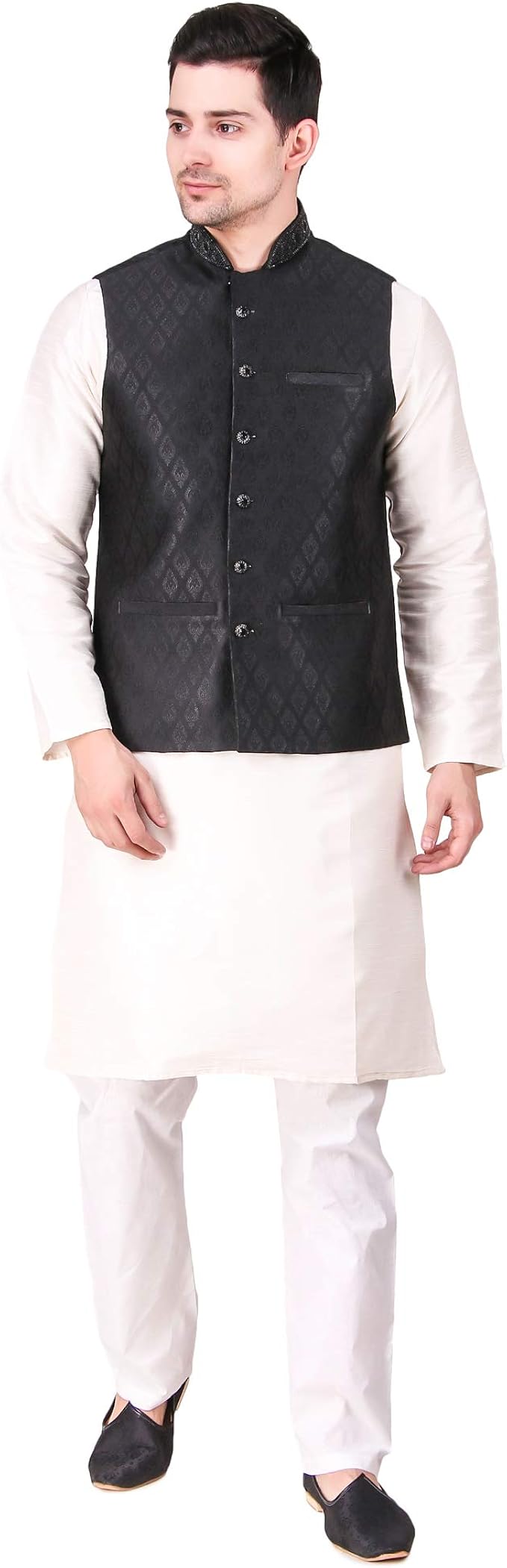 kurta pajama with jacket white