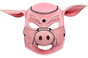 Pig Head Covered Mask Hood Mask Bondage Blindfolds Sexy Role Play Costume Headgear Detachable Nose