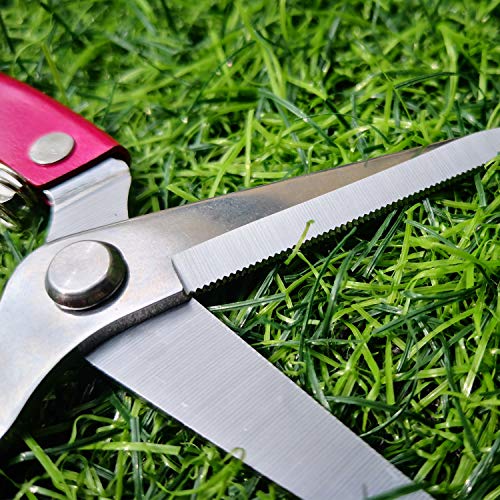 Pruning Shears Straight Tip Pruning Trimming Scissors Florist Scissors-Stainless Steel Ultra Sharp Multi-Purpose Hand Pruner Scissors for Garden Harvesting Fruits Vegetables, Trimming Flowers, Pink