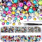 TecUnite 2000 Pieces Flat Back Gems Round Crystal