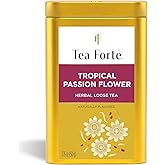 Tea Forte Tropical Passion Flower Loose Leaf Tea Canister | Makes 35-50 Cups, Handcrafted Loose Leaf Herbal Tea Blend, Airtight Decorative Canister, Premium Gift for Tea Lovers
