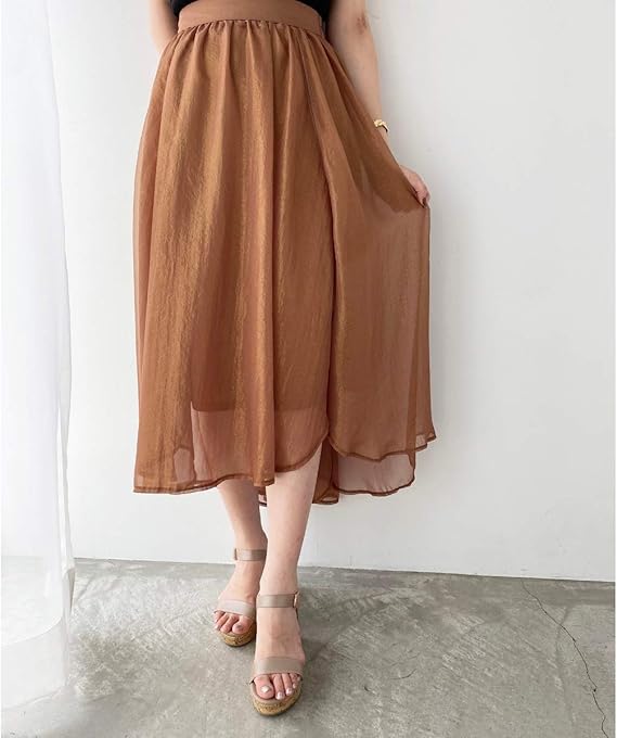 Amazon マジェスティックレゴン Majestic Legon トゥインクルヘムスカート モカ S スカート 通販