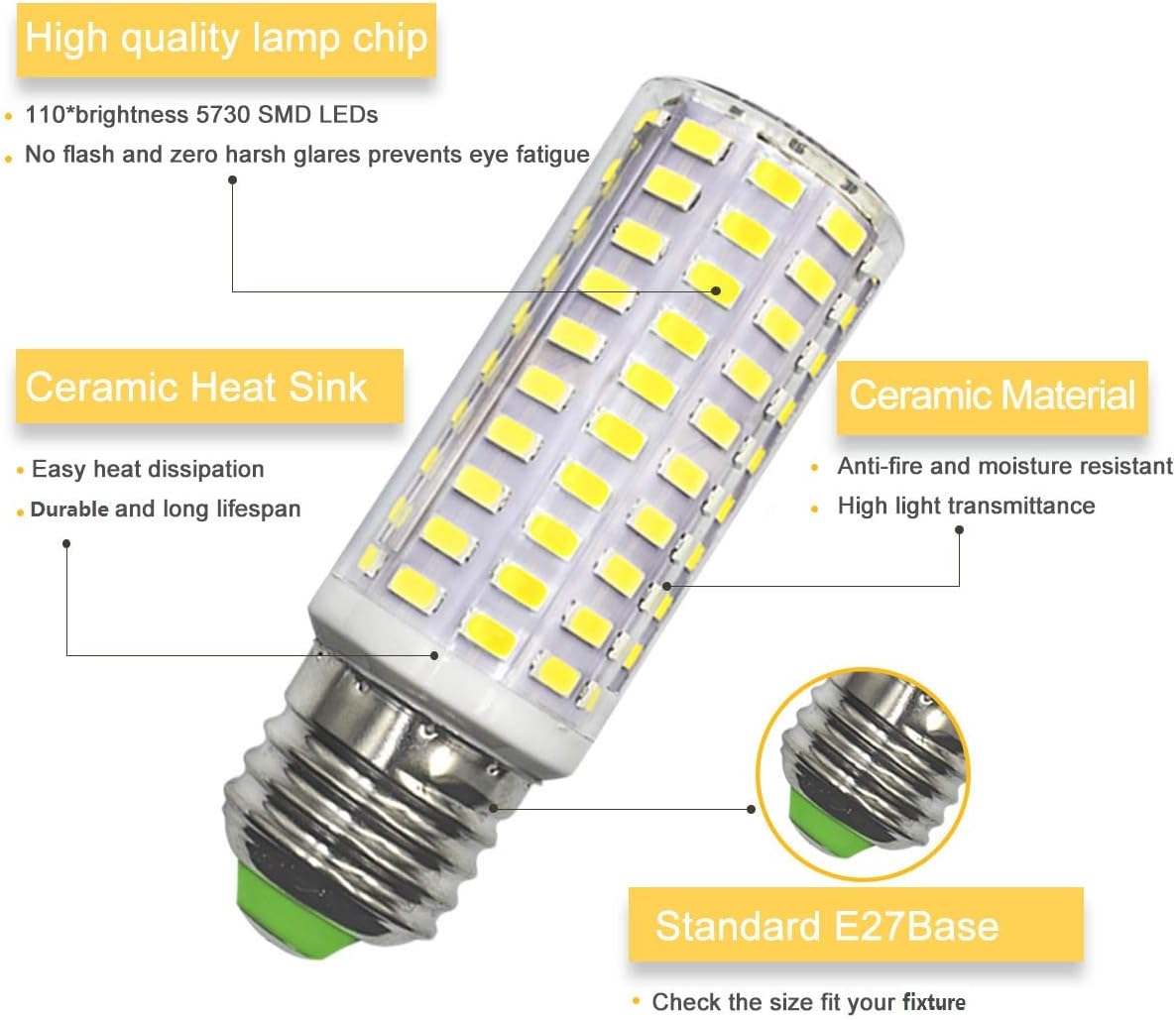 XIMNCHNI E27 Edison Screw LED Light Bulbs,10W Equivalent to 100W 120W Halogen Bulbs,Cool White 6000K, Non-Dimmable, 1200LM - Image 3