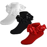 WEIDUAINI Baby Girls Double Lace Socks with Big Ruffle for Toddlers and Kids