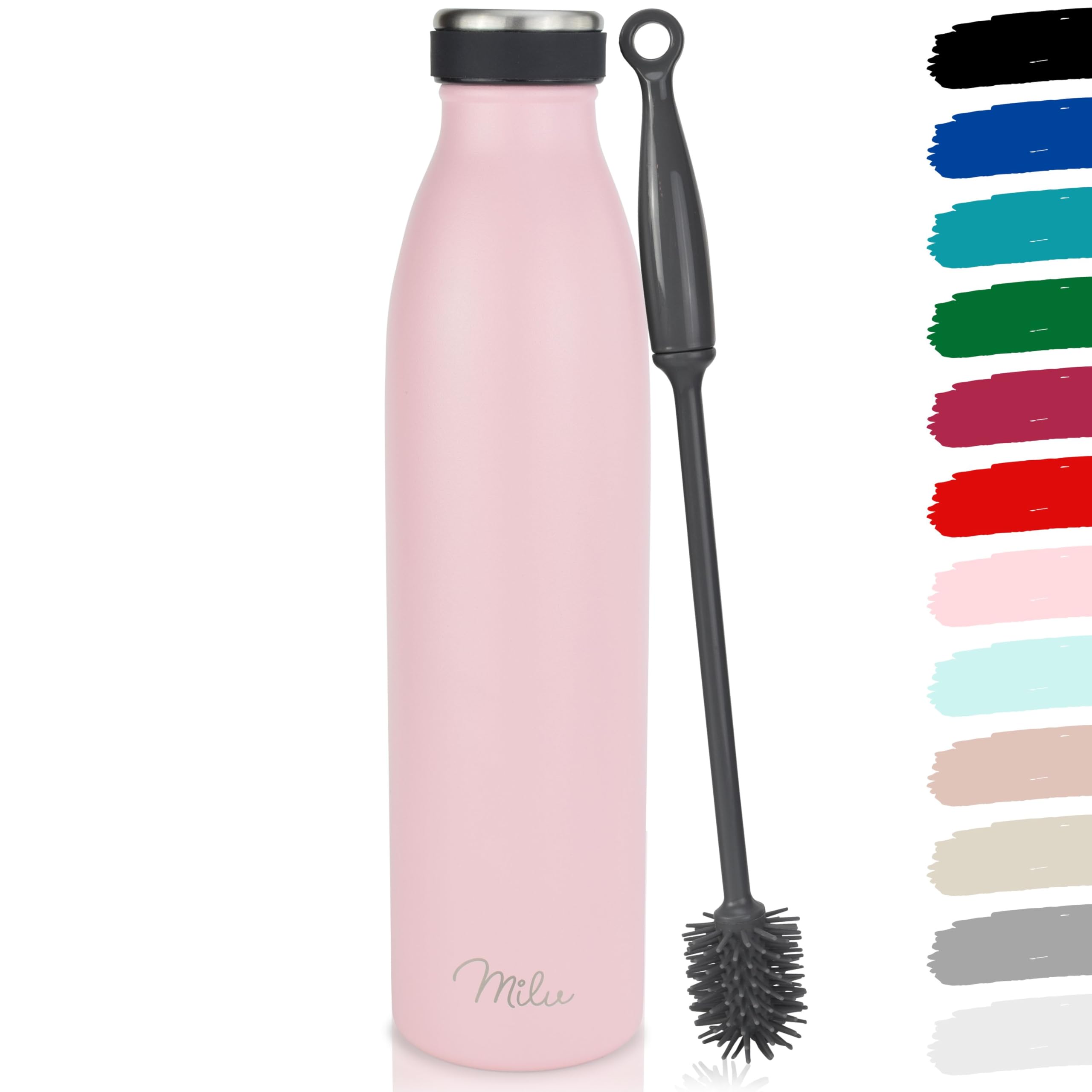 Milu Stainless Steel Drinking Bottle 1500 ml - Insulated Thermo Flask for Water - Leak Proof, Insulated and Double Walled, Carbonated (Pink, 1,5L)