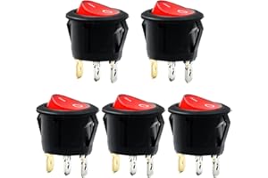 RUOFENG Red Light SPST 3-Pin ON/Off Round Boat Rocker Switch AC 6A 250V 10A 125V 5 Pcs