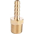 U.S. Solid Brass Hose Fitting, Adapter, 1/4" Barb x 1/4" NPT Male Pipe Fittings