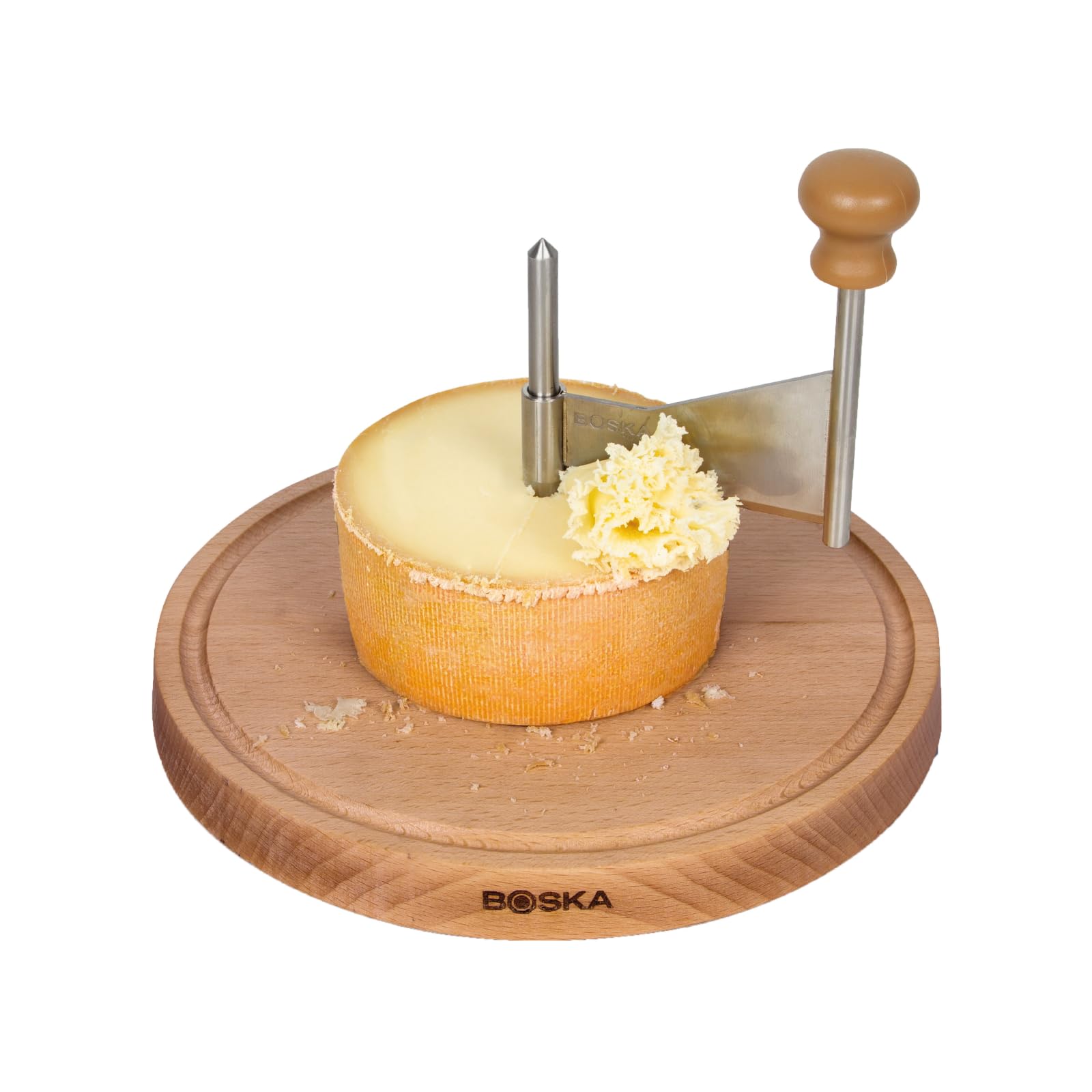 BOSKA Cheese Curler Amigo - Tete de Moine Curler - Original Cheese Curler - Girolle Curler - Cheese Flower - Wooden base