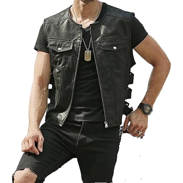 quui felt leather vest ベスト Dvbfufv Men Leather Vest Solid Color Pocket Sleeveless