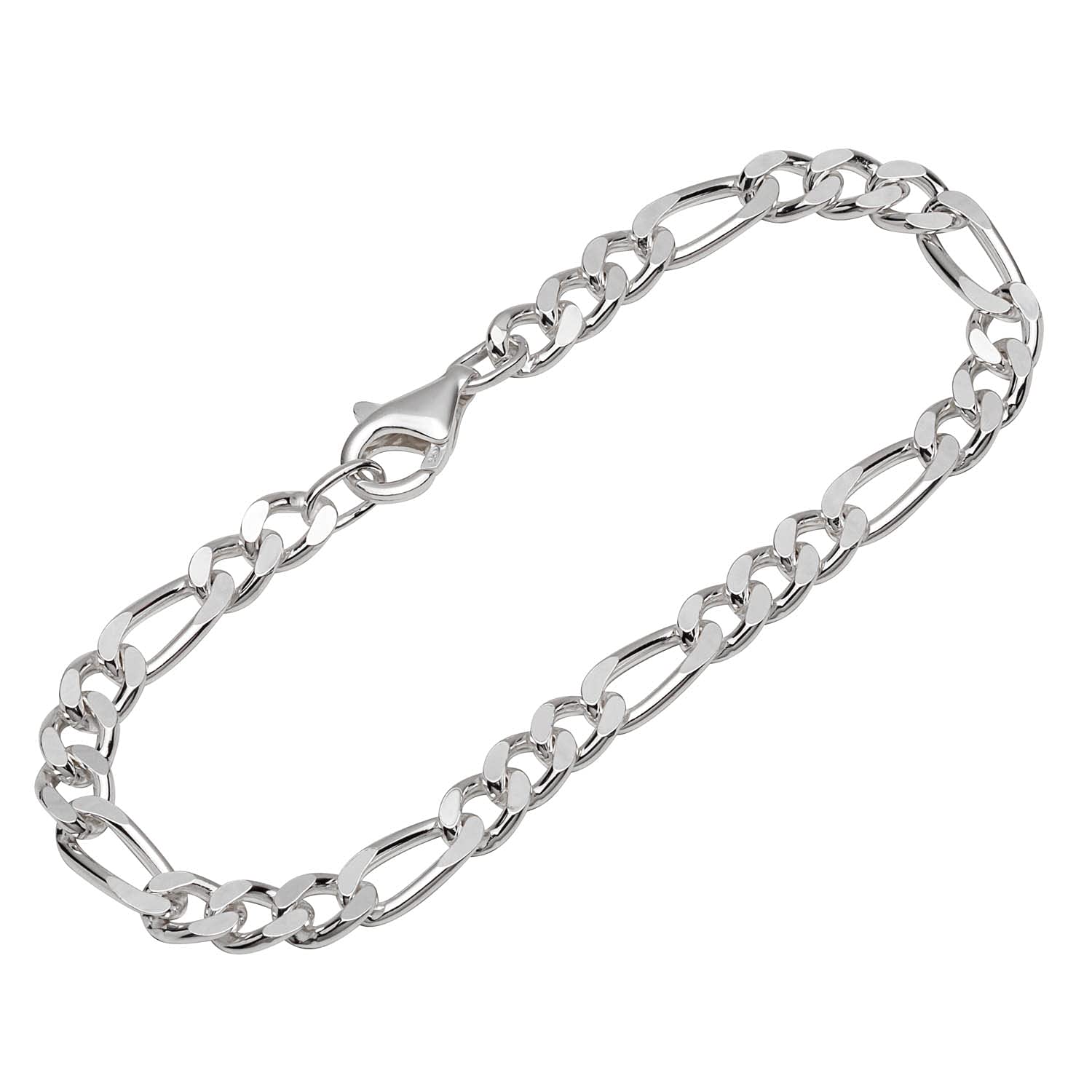 NKlaus bracelet 925 Sterling Silver 19cm Figaro curb chain 4 times diamond plated men 12173