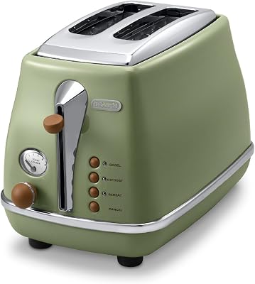 CTOV 2103.GR Tostadora Icona Vintage 900 W, 2 rebanadas, acero Inoxidable, verde