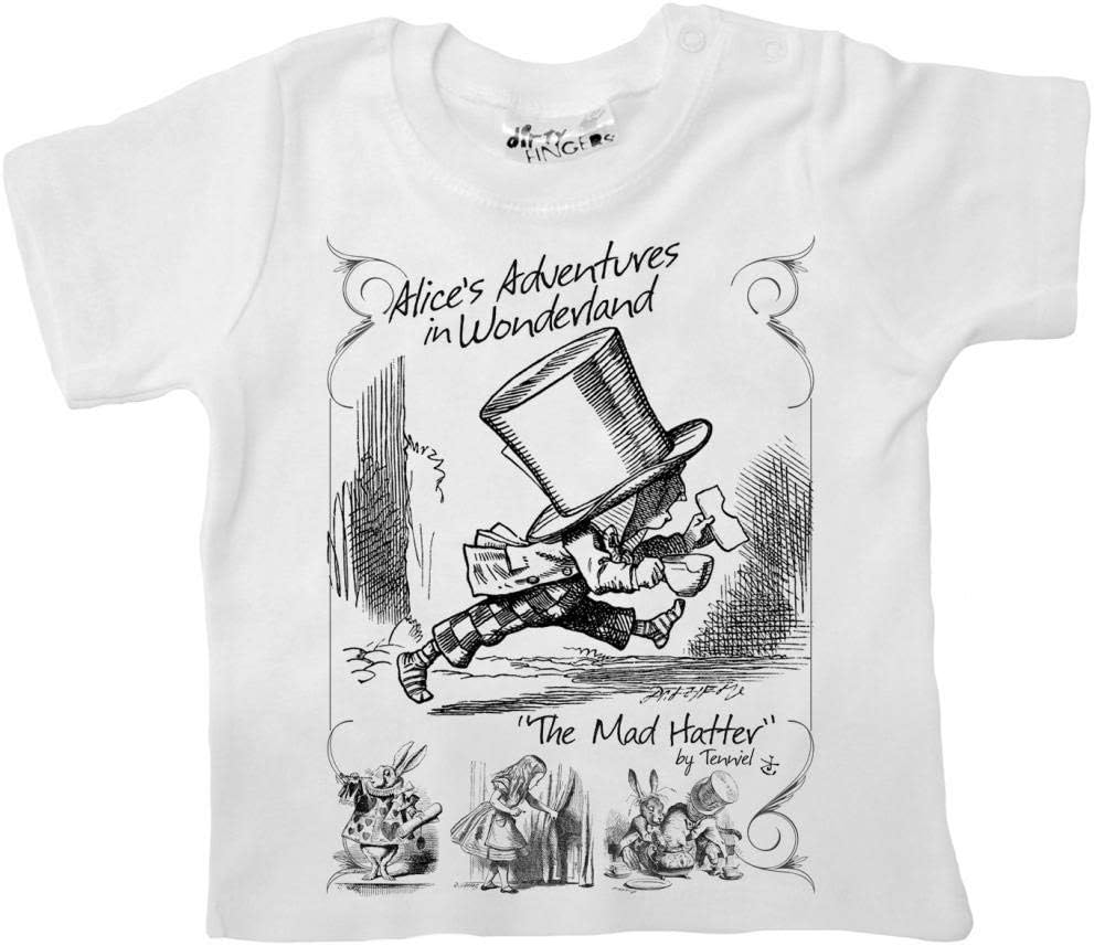 Dirty Fingers, The Mad Hatter, Alice in Wonderland, Baby T-Shirt 18-24m, White