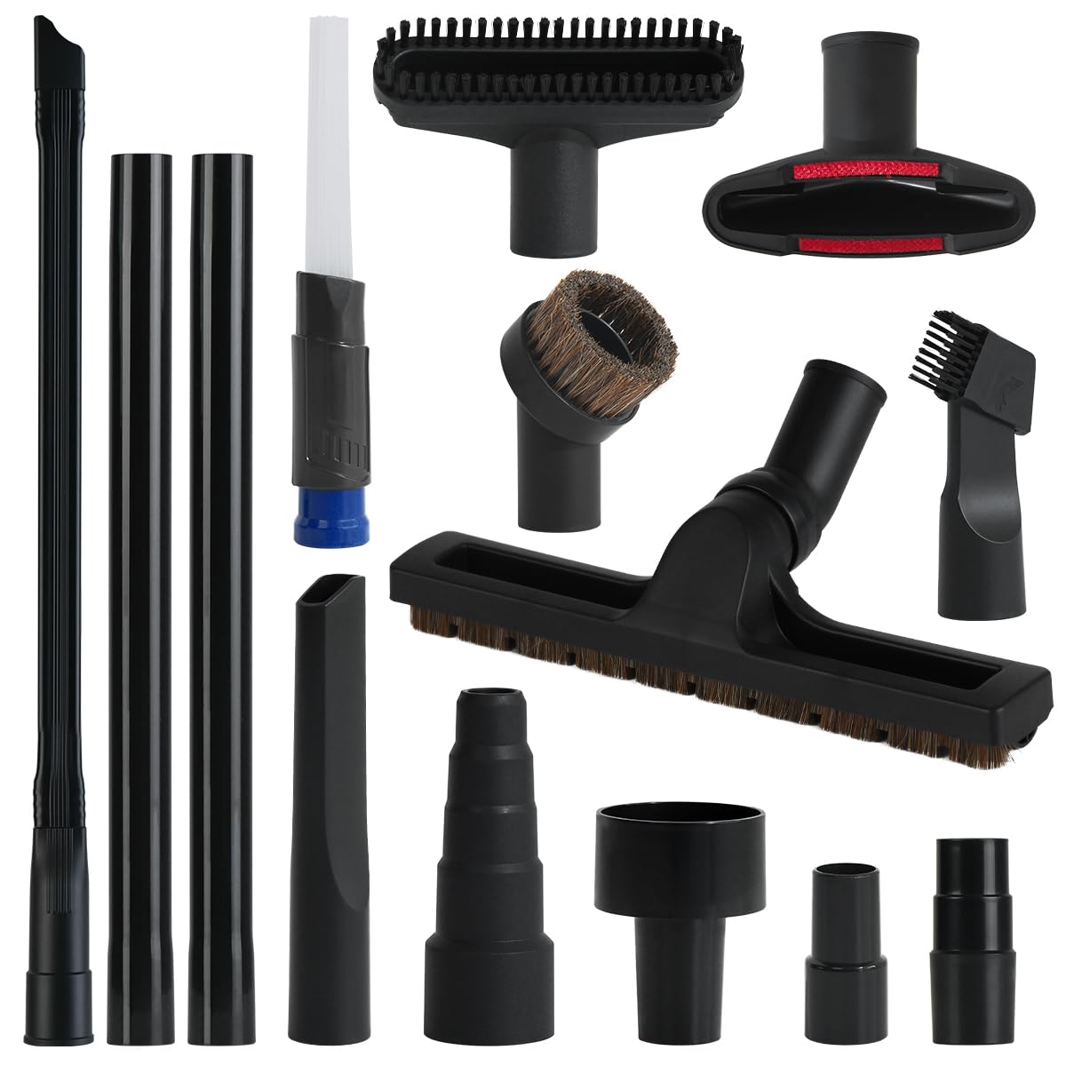 Photo 1 of QRUIHC Universal Vacuum Attachments for Shop Vac, 2 1/2" to 1 1/4" Vacuum Hose Adapter, 1 7/8" to 1" Adapter Dust Brush Extension Wand Flexible Crevice Tool Attachment Kits for Shop Vac Accessories