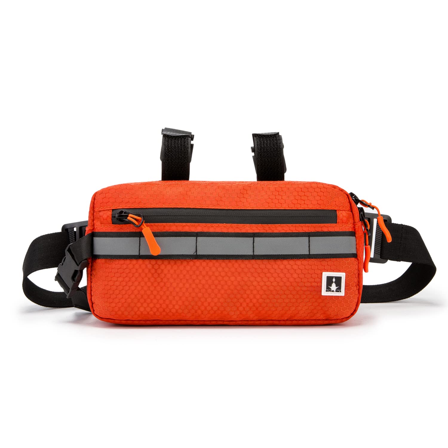 ROYAL FAIR Bike Handlebar Bag Frame Bag with Reflective Stripe, Waterproof Handlebar Bag with Detachable Strap, Universal Fitting for Any Bicycle, Orange