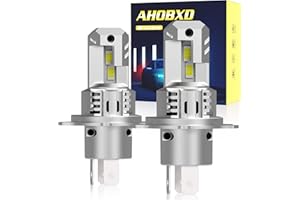 AHOBXD H4 Light Bulbs Super Bright Upgraded 900% 55000LM Brightness 6500K White H4/9003 Light Bulbs 1:1 Halogen Size Cooling Fan Plug and Play Fog Light Direct Fit Pack of 2