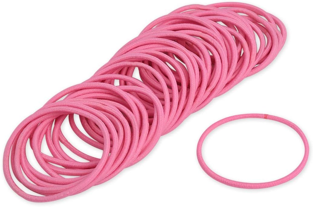 SCSpecial Elastic Hair Ties 50 Pieces Hair Elastic Bands 2.5 mm Ponytail Holders for Women and Girls - Pink